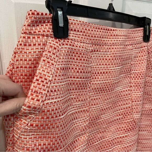 LOFT Ann Taylor Orange Red Patterned Mini Skirt With Pockets Women’s Size 6 - Picture 2 of 9